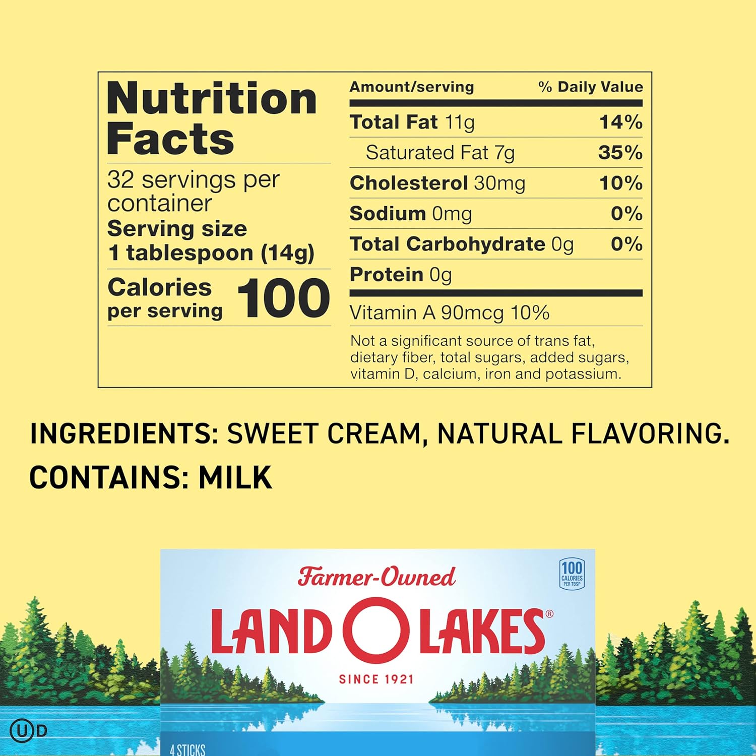 Land O Lakes® Unsalted Butter, 1 lb in 4 Sticks view 3