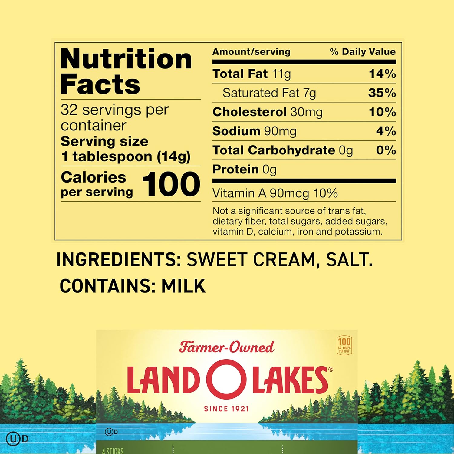 Land O Lakes Salted Butter, Made with Sweet Cream and Salt, 4 sticks, 1 lb pack view 2
