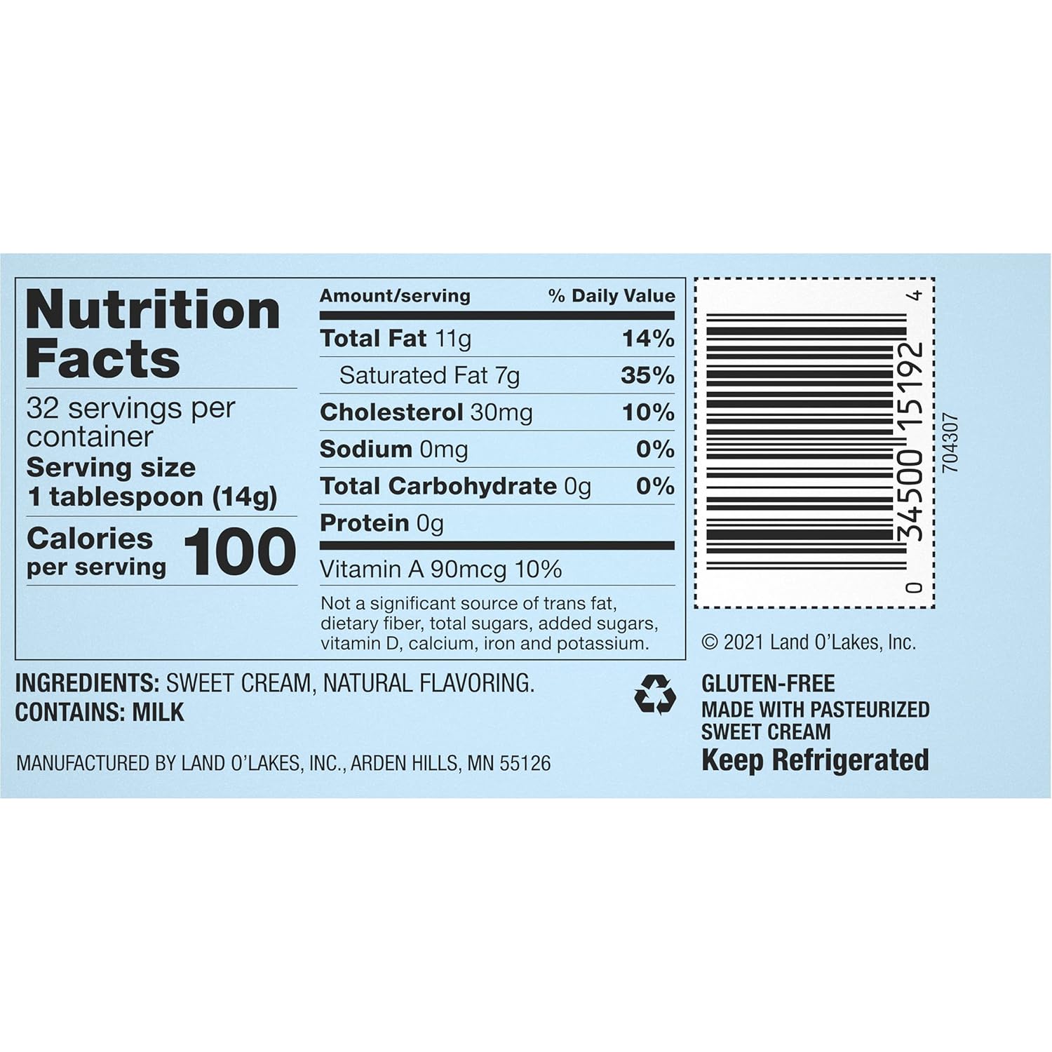 Land O Lakes Unsalted Butter in Half Sticks, Made with Sweet Cream, 8 half sticks, 1 lb pack view 2