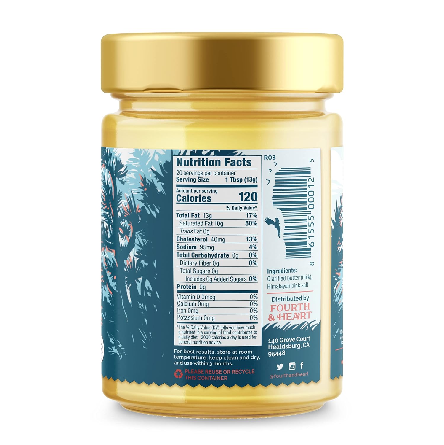 4th & Heart Himalayan Pink Salt Grass-Fed Ghee, Clarified Butter, 16 oz view 2