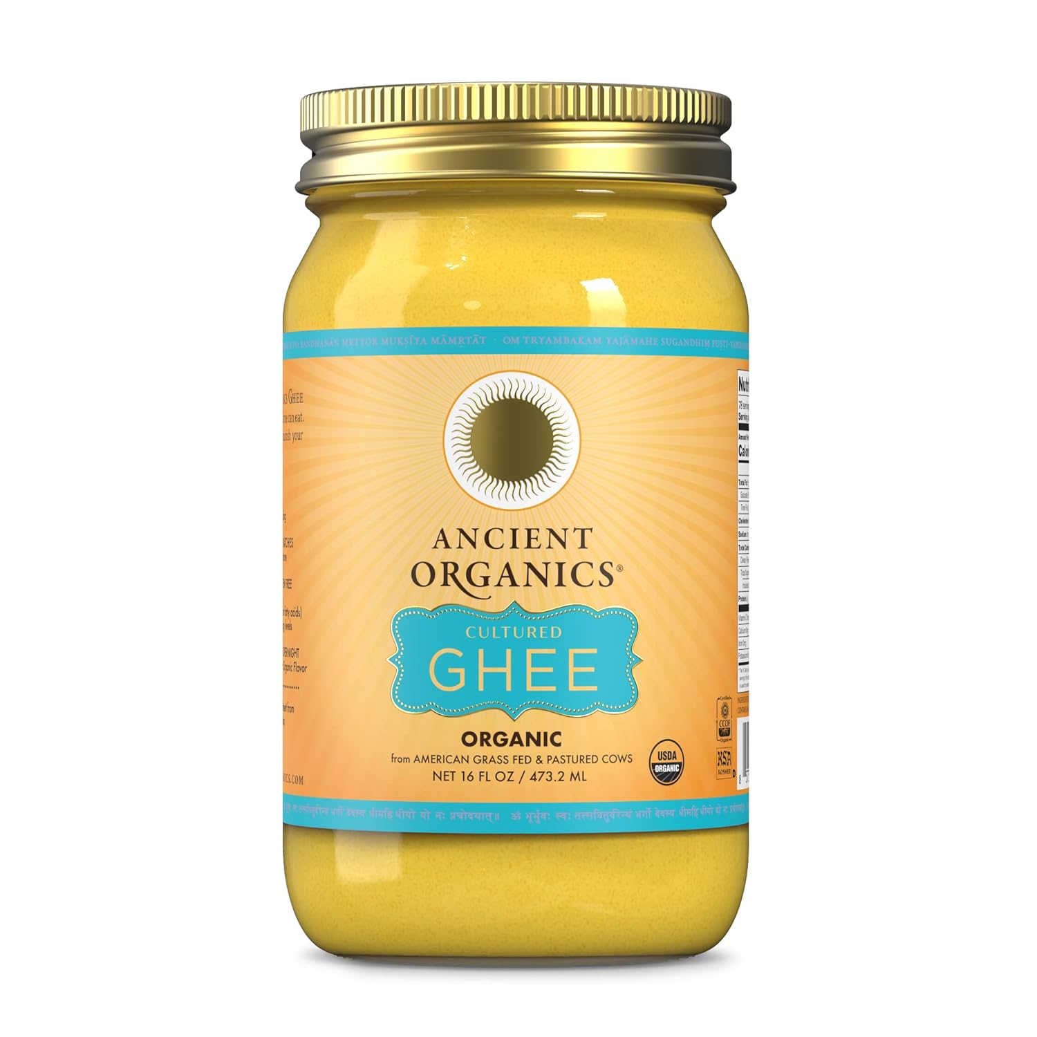 Ancient Organics Cultured Ghee, Organic Grass Fed Fermented Clarified Butter