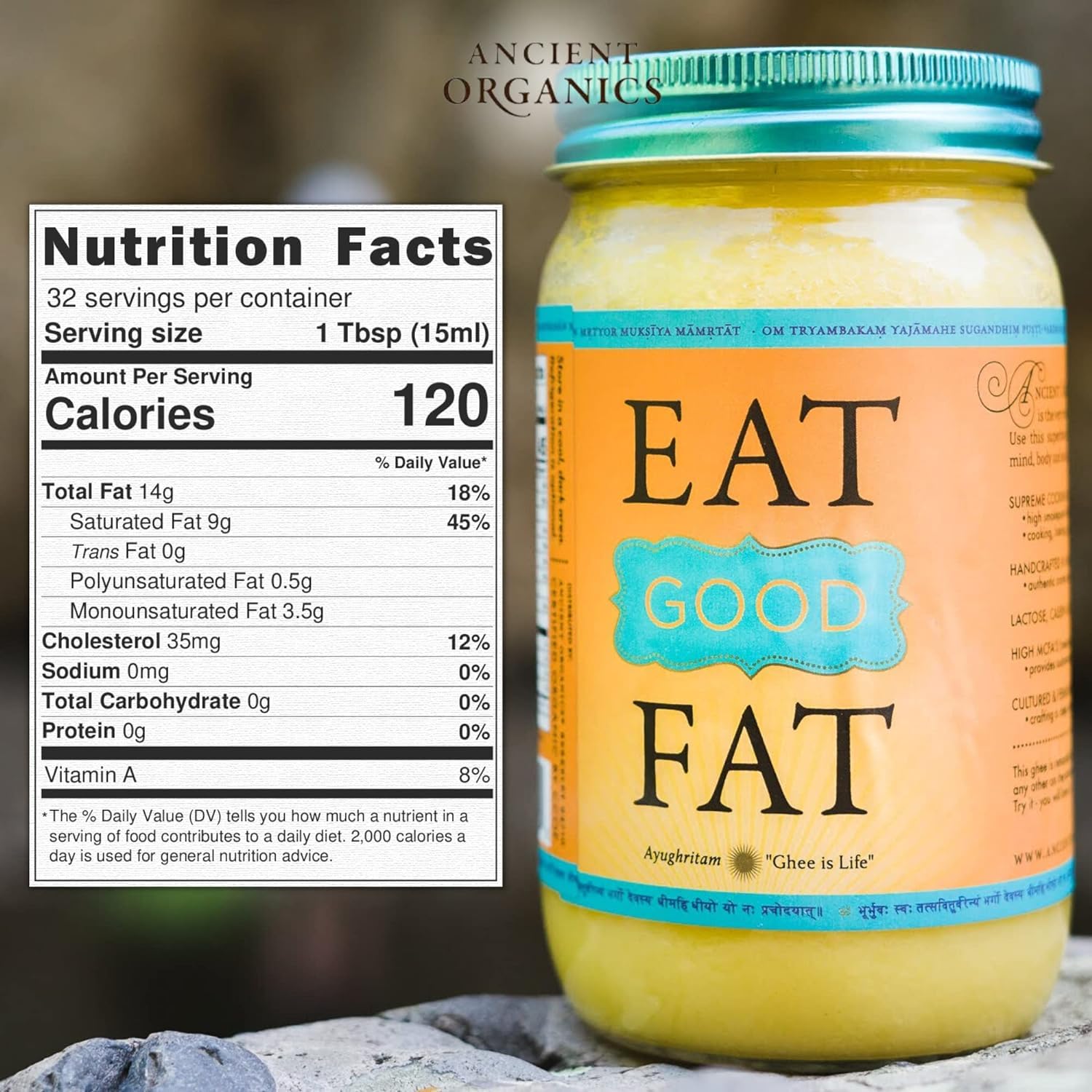 Ancient Organics Cultured Ghee, Organic Grass Fed Fermented Clarified Butter view 2