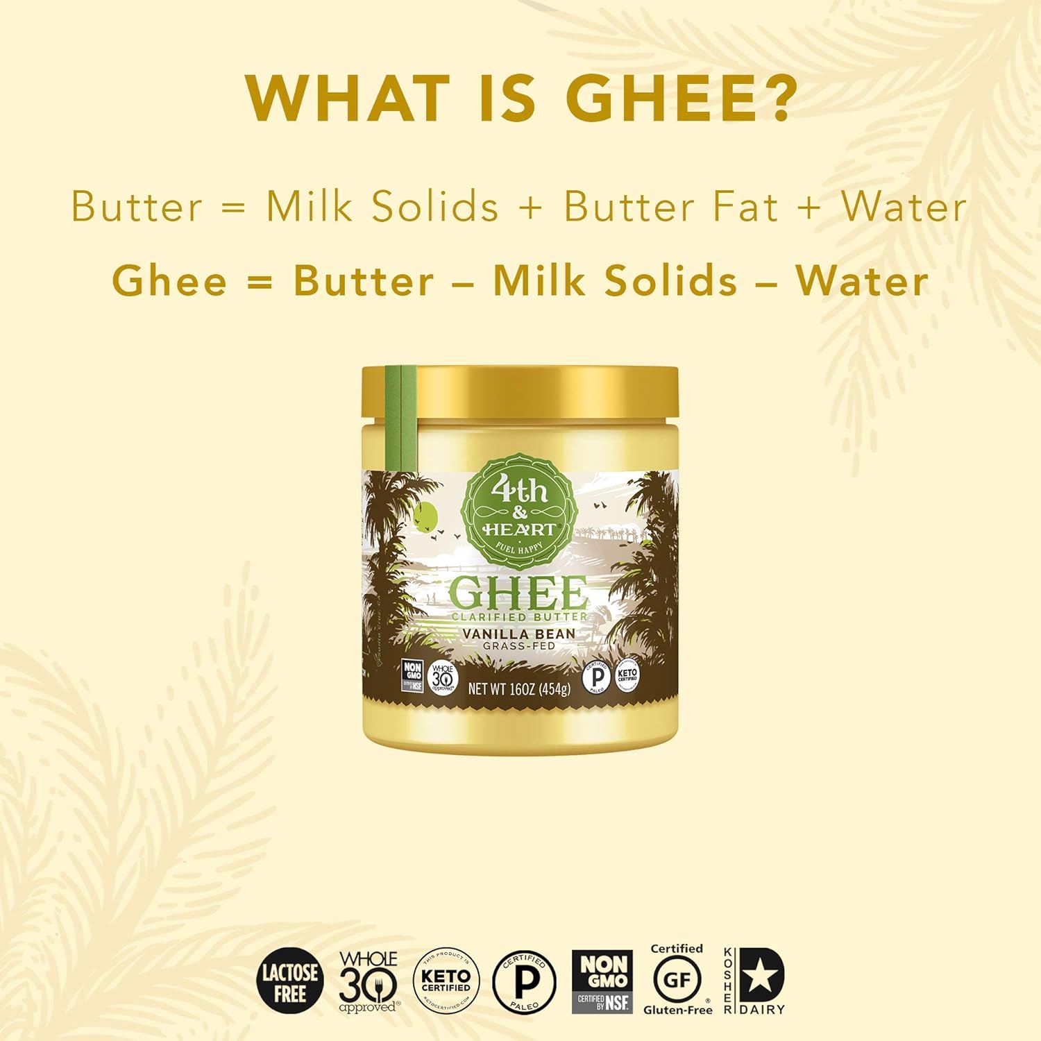 4th & Heart Vanilla Bean Grass-Fed Ghee, 16 oz view 3