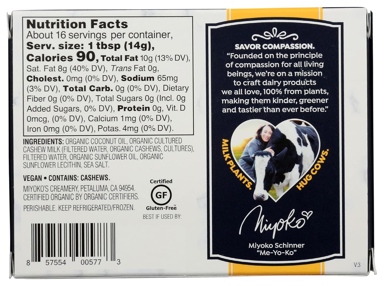 Miyoko's Creamery Organic European Style Cultured Vegan Butter, 8oz (Pack of 6) view 3