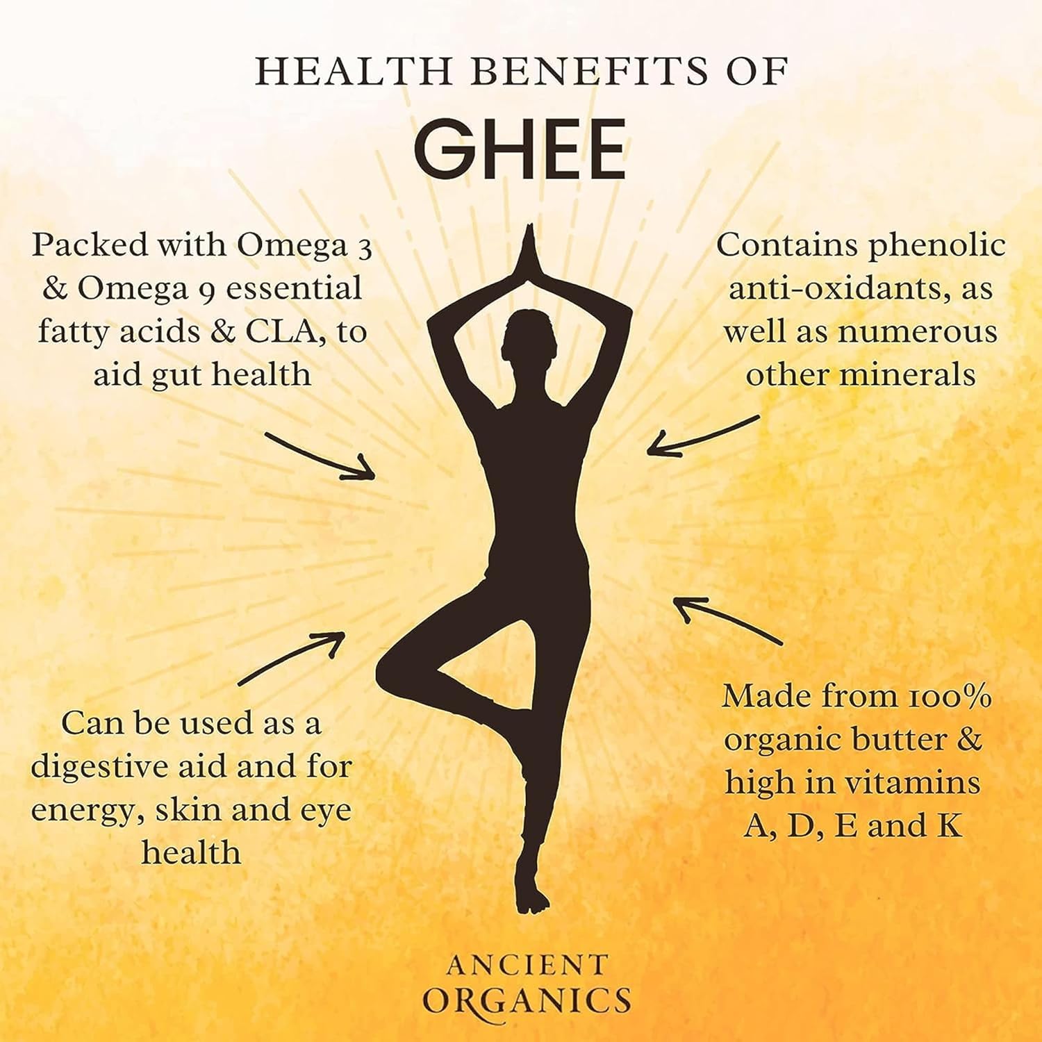 Ancient Organics Ghee - Organic Grass Fed, Gluten Free Clarified Butter view 3