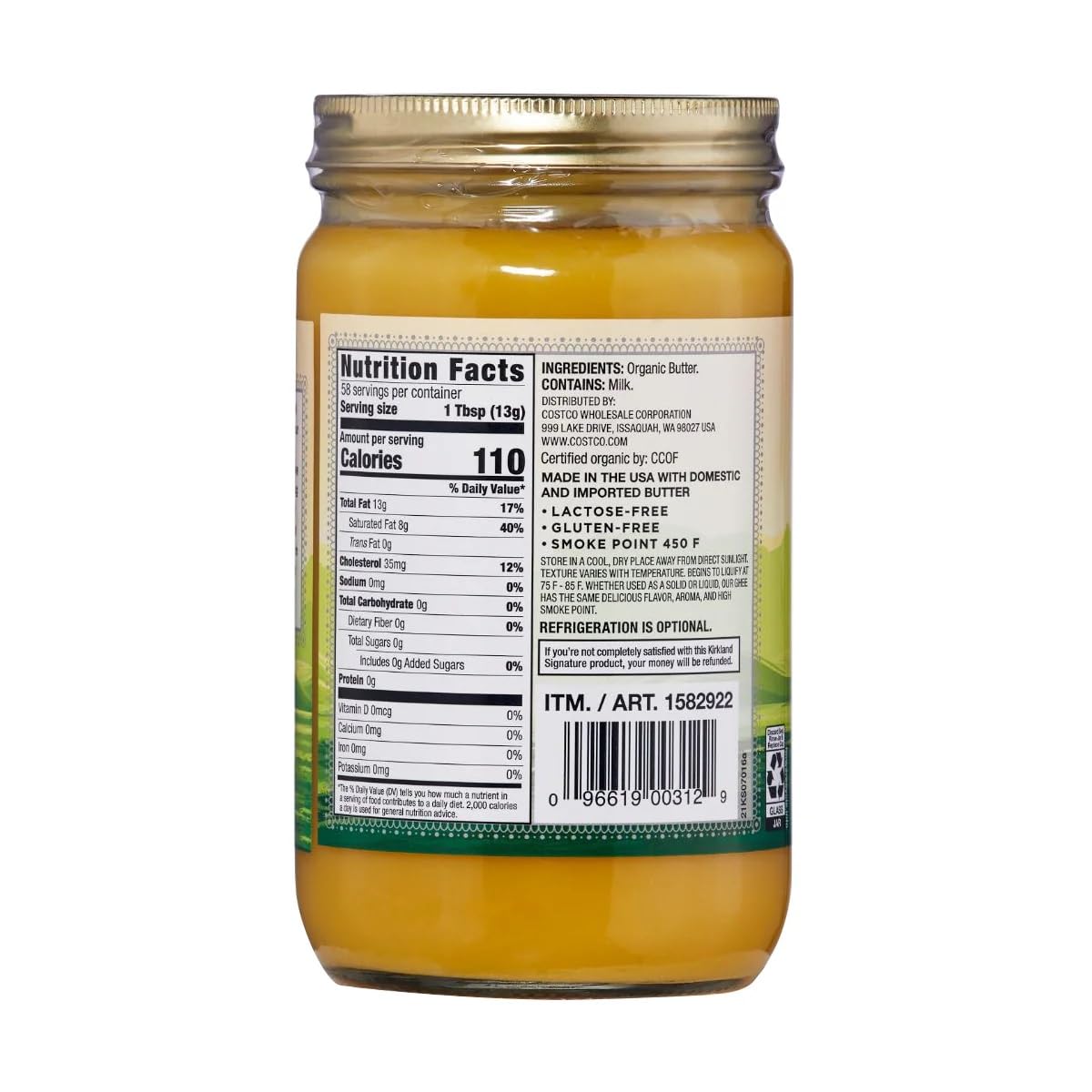 Kirkland Signature Organic Ghee Clarified Butter, 27 Ounce view 2