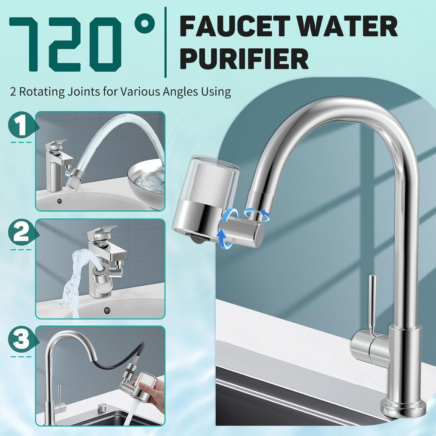 CECEFIN Swivel Faucet Water Filter view 3