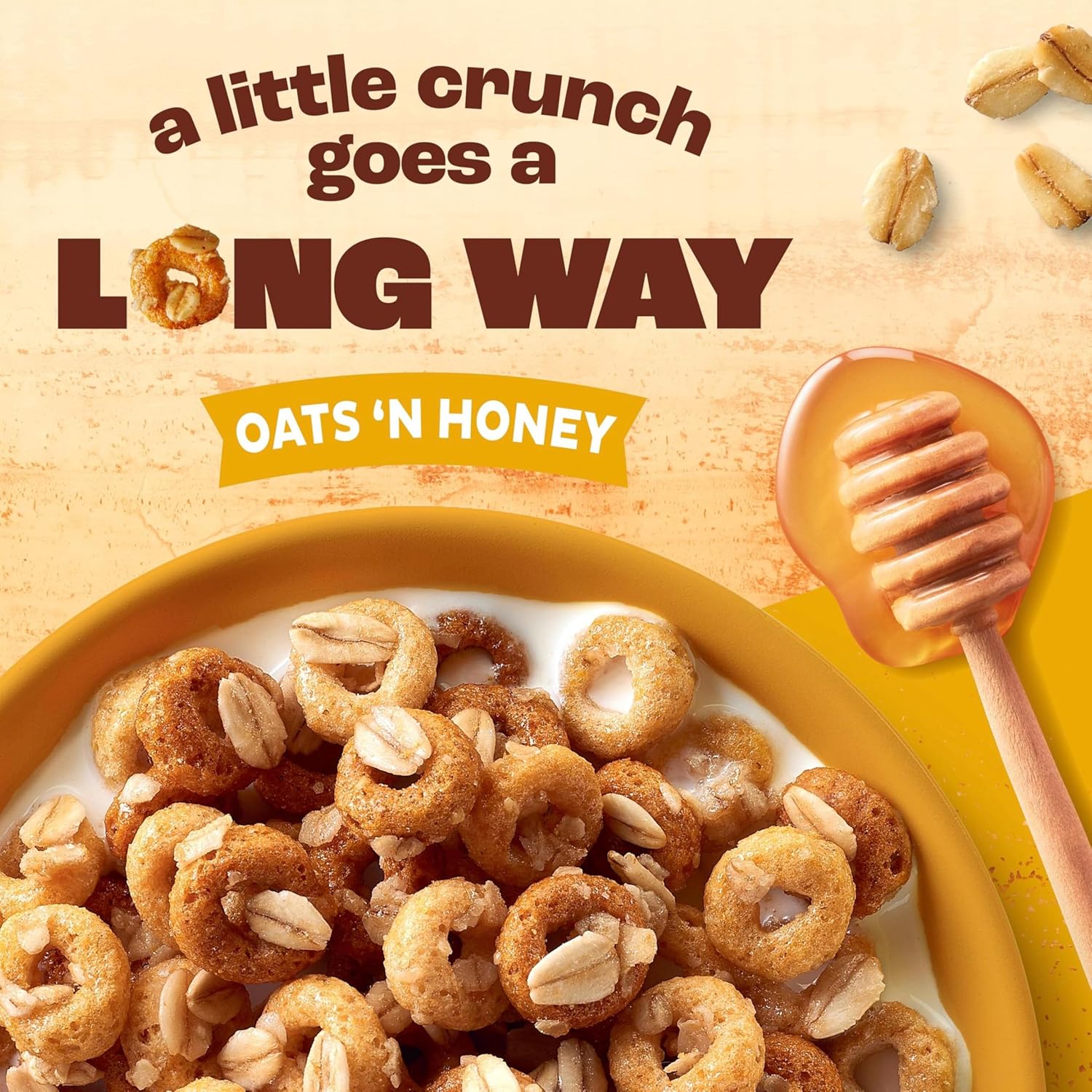 Cheerios Oat Crunch Oats 'N Honey Breakfast Cereal, Made with Whole Grain, Family Size, 24 oz view 3