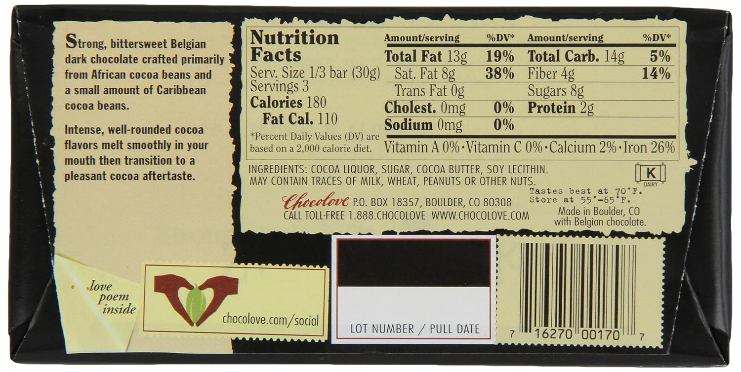 Chocolove Strong Dark Chocolate 70% view 2