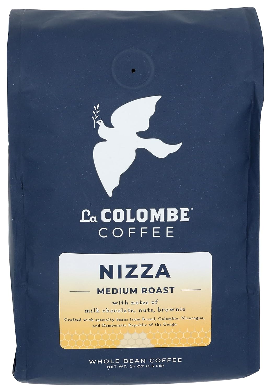 La Colombe Nizza Medium Roast Whole Bean Coffee - Notes of Milk Chocolate, Nuts & Brownie with Honey-Sweet Roasted Nuttiness, 24 Ounce (Pack of 1)