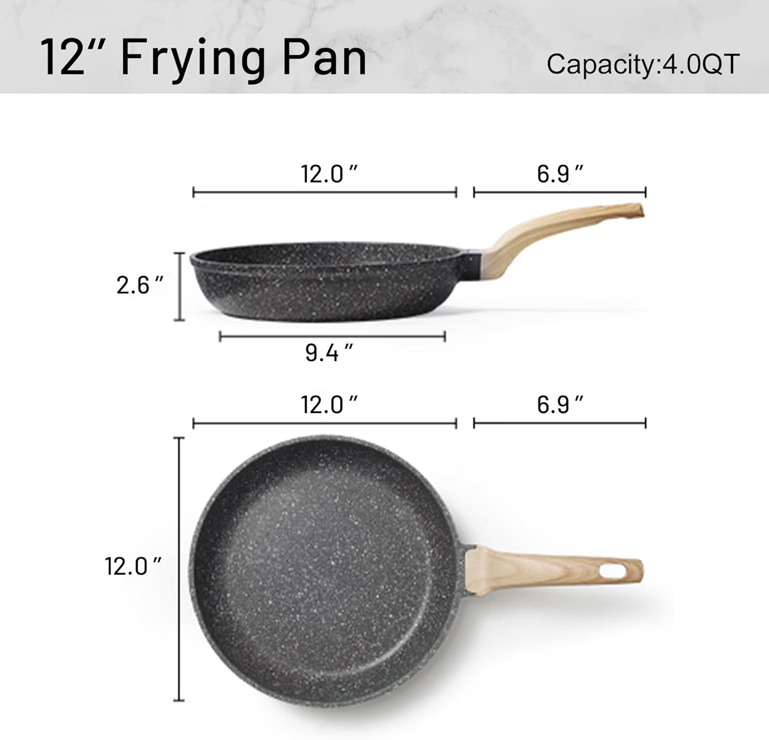CAROTE Non Stick Frying Pan - 12 Inch view 2