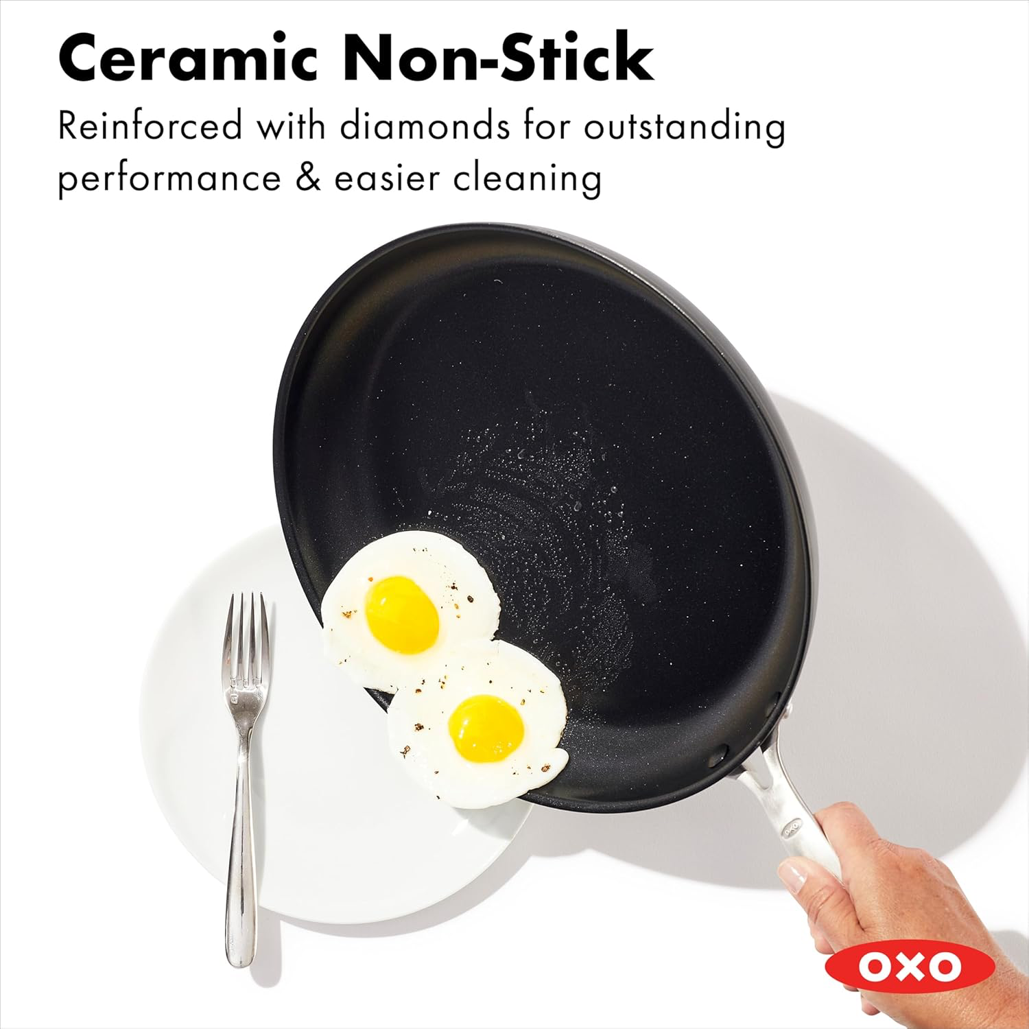 OXO Good Grips Enhanced 12" Frying Pan Skillet, PFAS-Free Ceramic Nonstick view 2