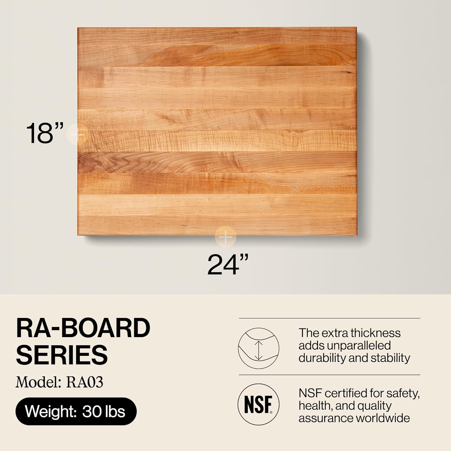 John Boos Maple Cutting Board 24x18 inches view 2