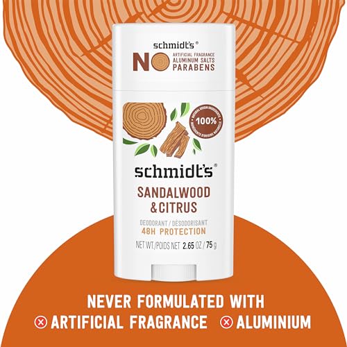 Schmidt's Aluminum-Free Vegan Deodorant Sandalwood & Citrus for Women and Men, with 24 Hour Odor Protection, Natural Ingredients, Cruelty-Free, 2.65 oz view 4