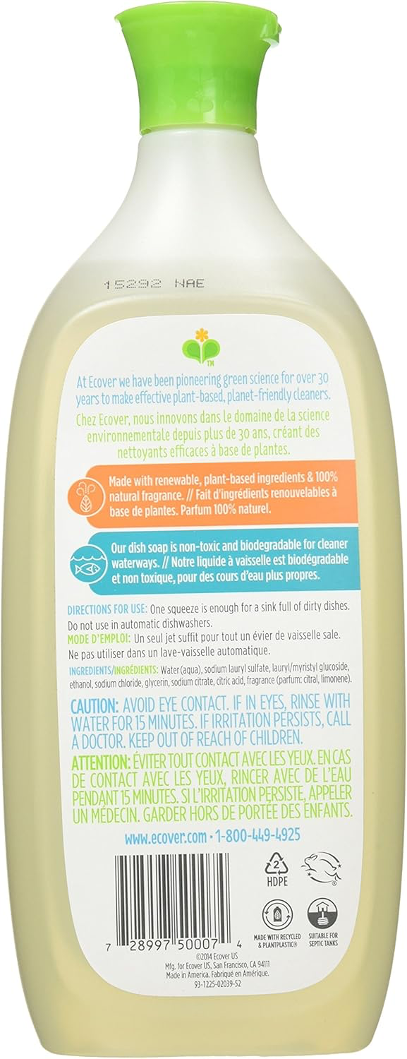 Ecover Dish Soap, Lime Zest, 25 Ounce view 2