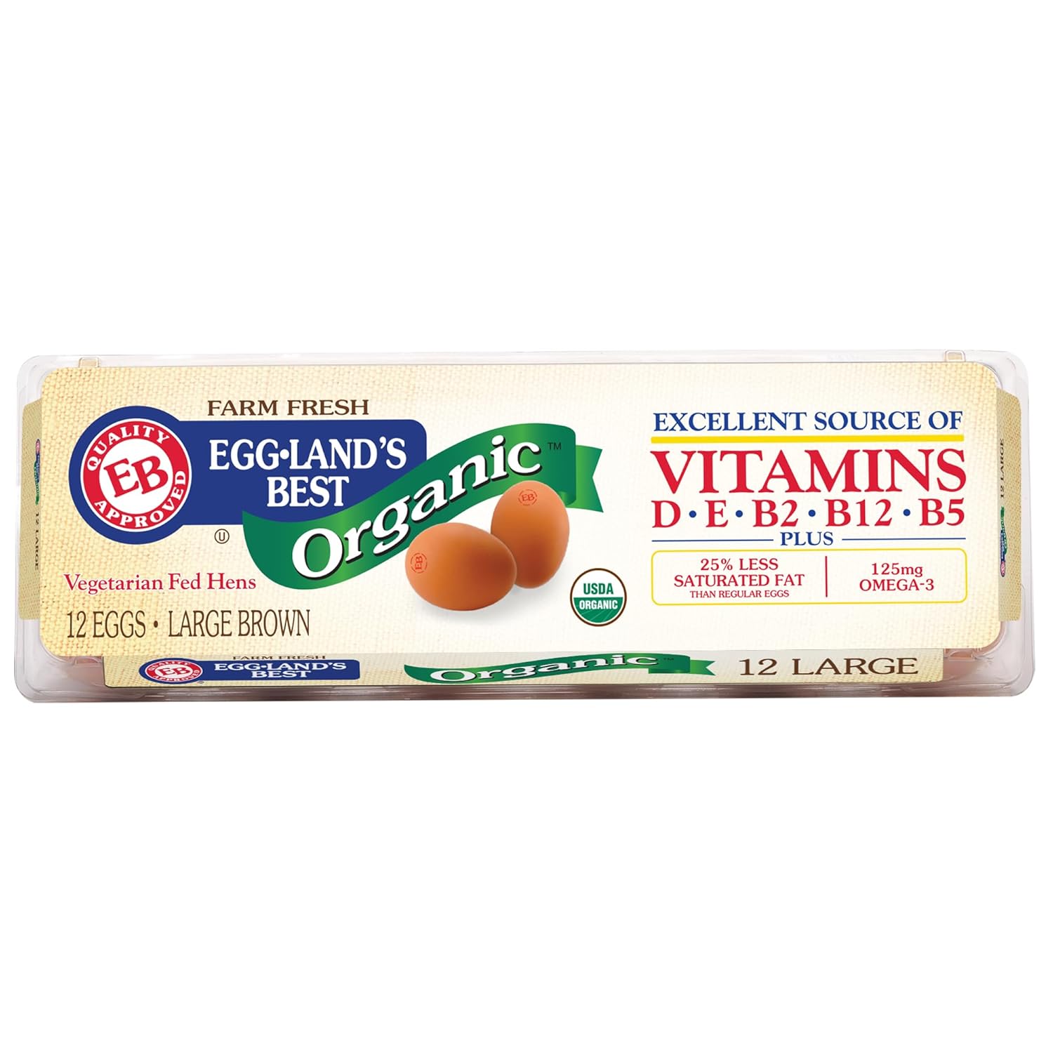 Eggland's Best, Large Organic Brown Eggs, 12 count (Pack of 1) view 3