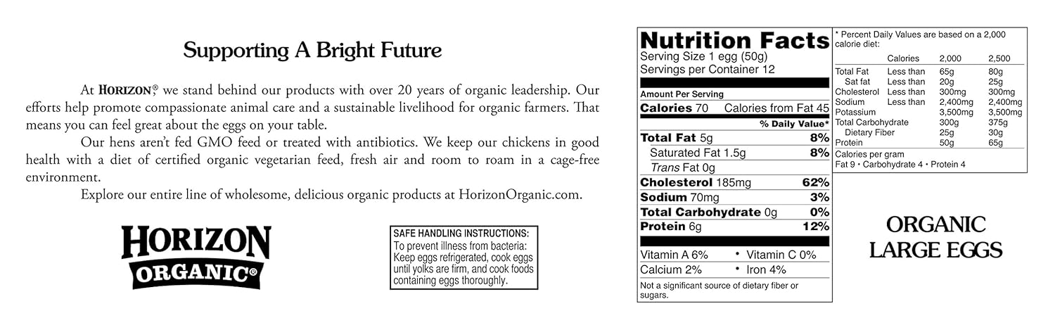 Horizon Organic Organic Large Grade A Eggs, 12 ct view 2