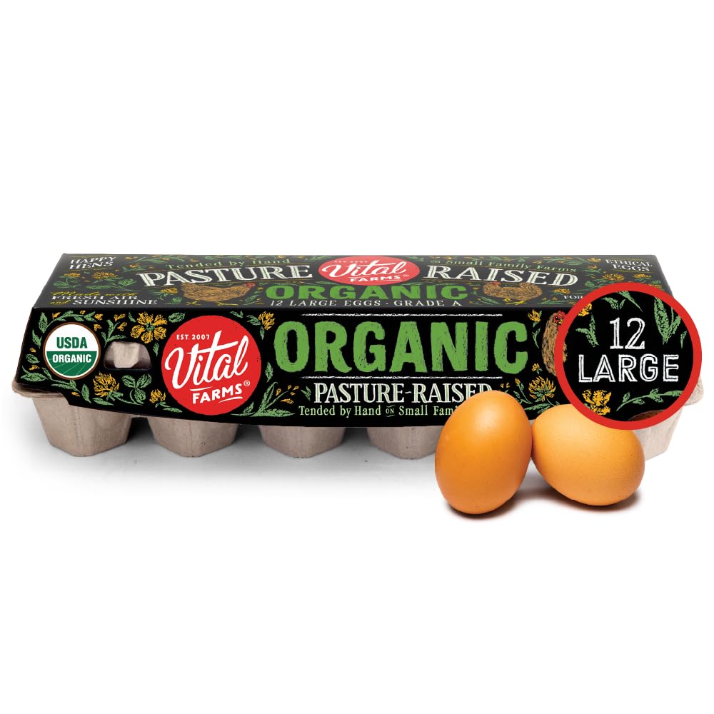 Vital Farms Organic Pasture Raised Eggs Large Brown, 12 Count