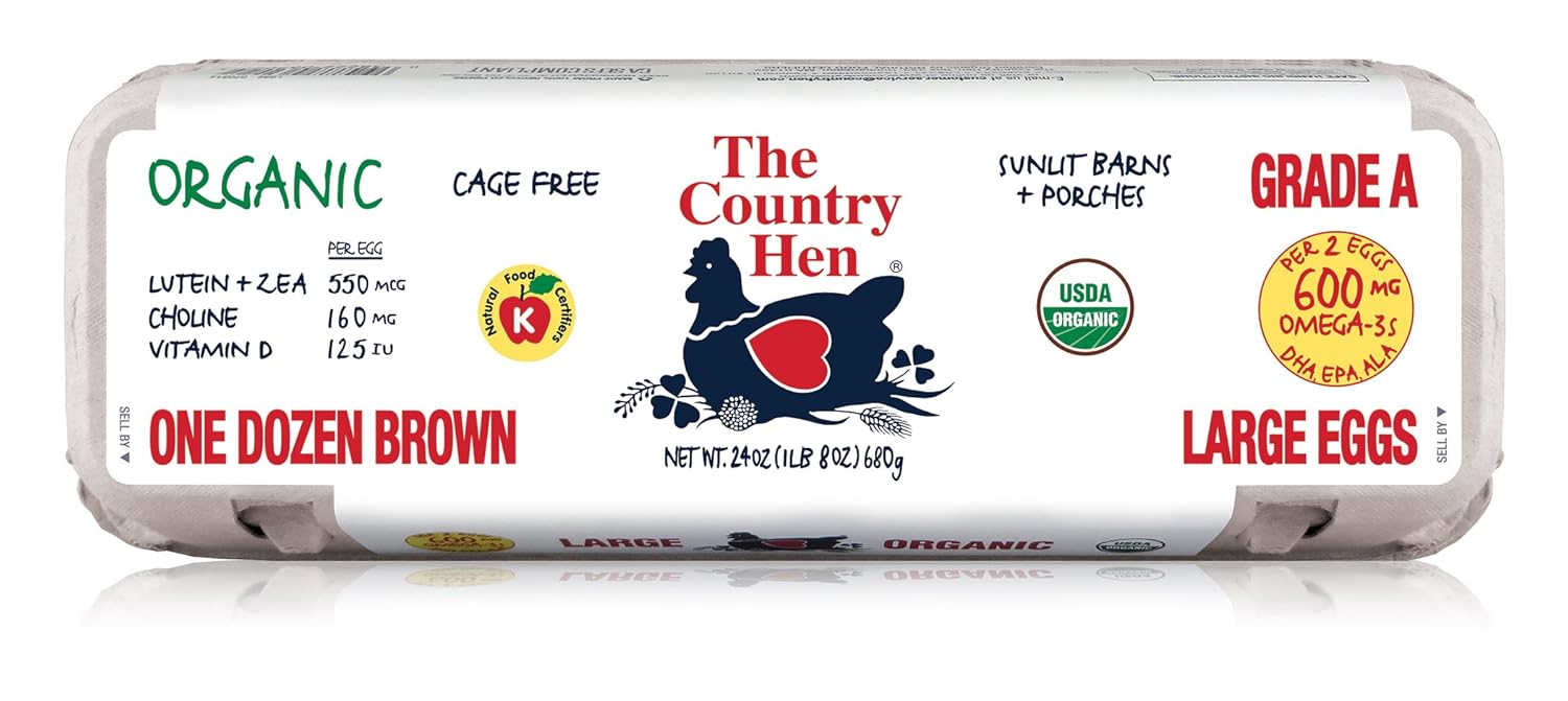 The Country Hen, Organic Large Brown Eggs, 1 dozen