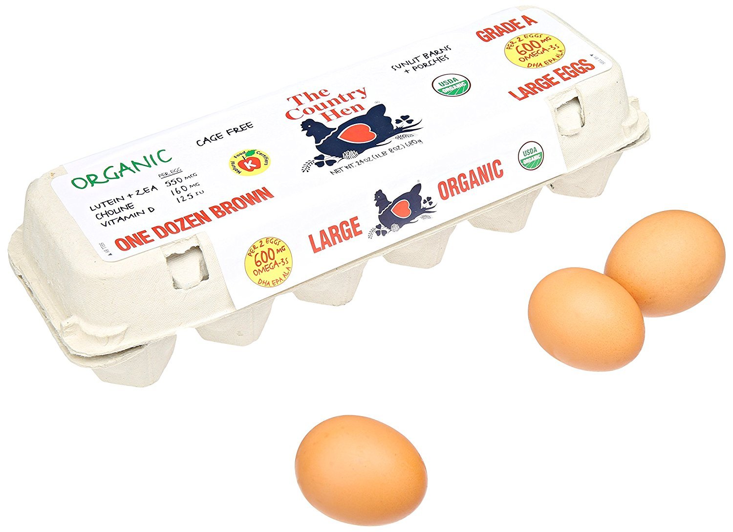 The Country Hen, Organic Large Brown Eggs, 1 dozen view 2