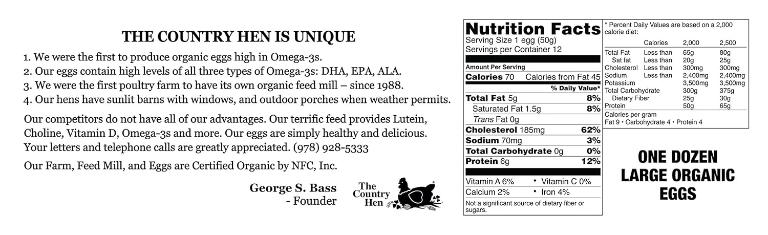 The Country Hen, Organic Large Brown Eggs, 1 dozen view 3