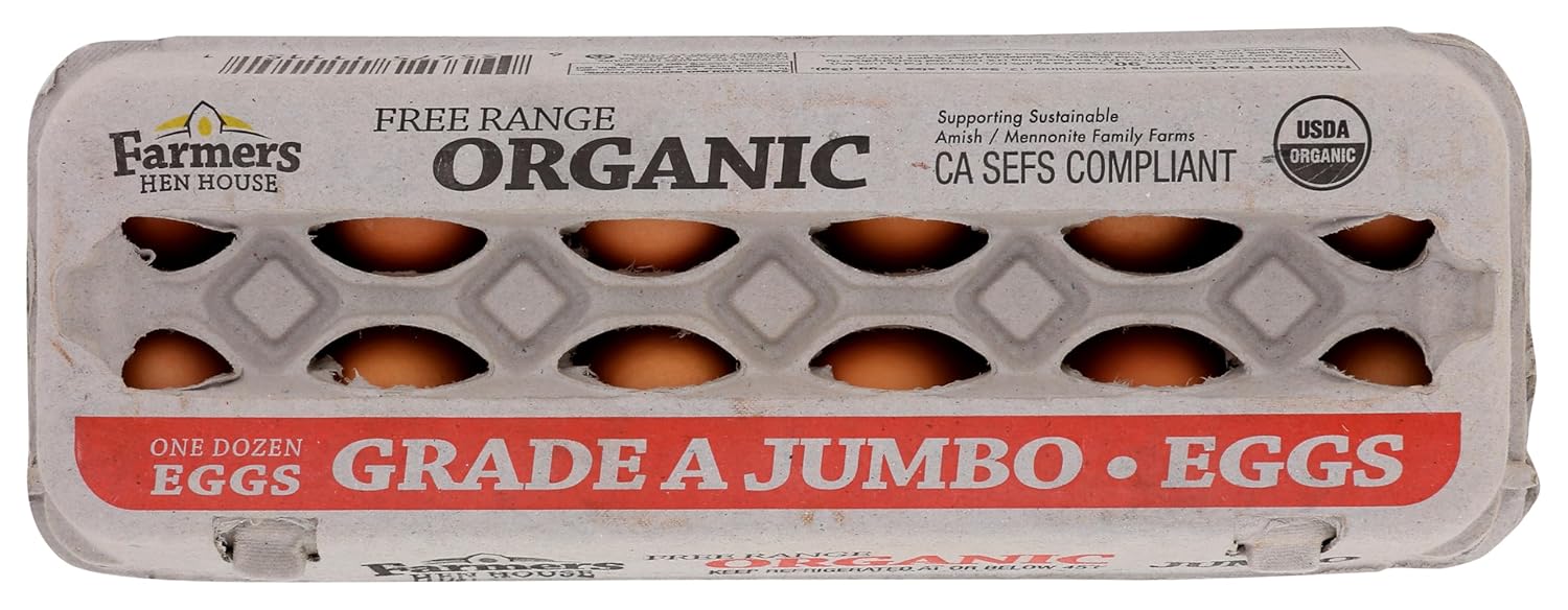 FARMERS HEN HOUSE Organic Jumbo Grade A Eggs, 12 CT