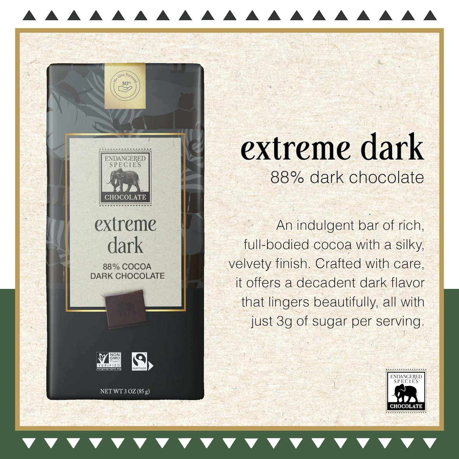 Endangered Species Strong Dark Chocolate 88% view 3