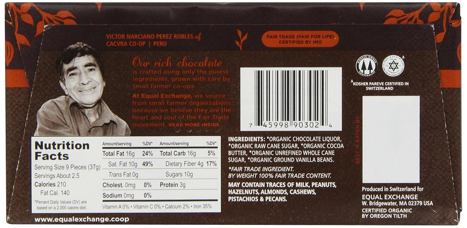 Equal Exchange Organic Very Dark Chocolate 71% view 2