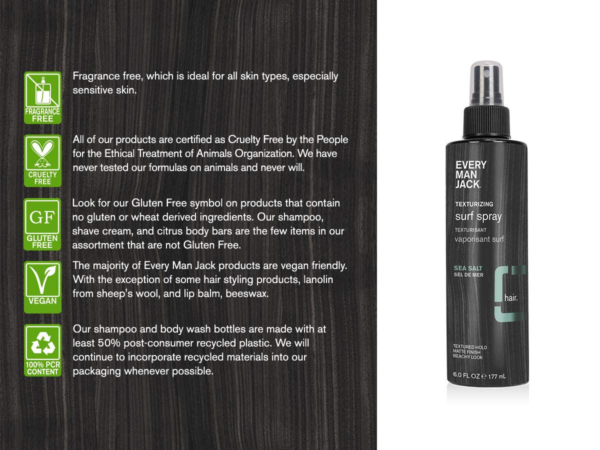 Every Man Jack Texturizing Surf Spray | Textured Hold Mens Hair Spray | 6-ounce view 2
