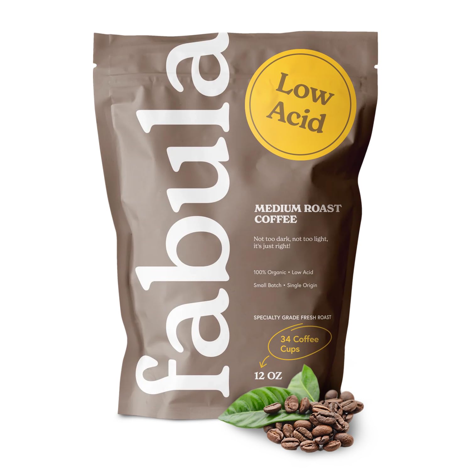 Fabula Low Acid Coffee Beans Whole, USDA Organic Coffee Beans Medium Roast - ...