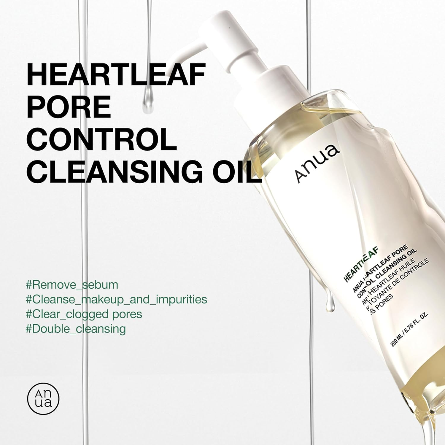 Anua Heartleaf Pore Control Cleansing Oil, Oil Cleanser for Face, Makeup Blackhead Remover, Korean Skin Care 6.76 fl oz(200ml) (original) view 3