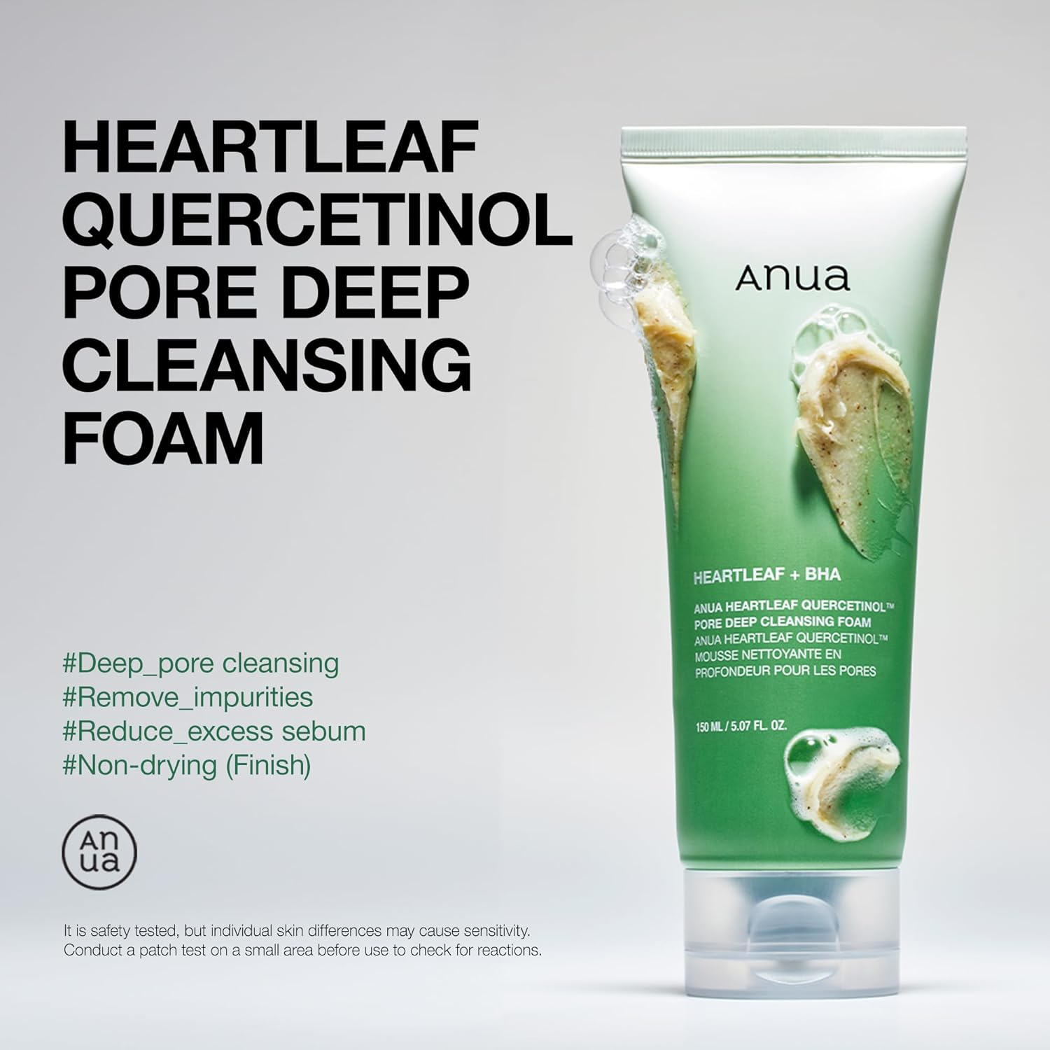 ANUA Heartleaf Quercetinol Pore Deep Cleansing Foam, Facial Cleanser, for Double Cleansing, BHA, Hyaluronic Acid, Glycerin, Face Wash, Blackhead Remover, Korean Skincare (150ml/5.07 fl.oz.) view 3