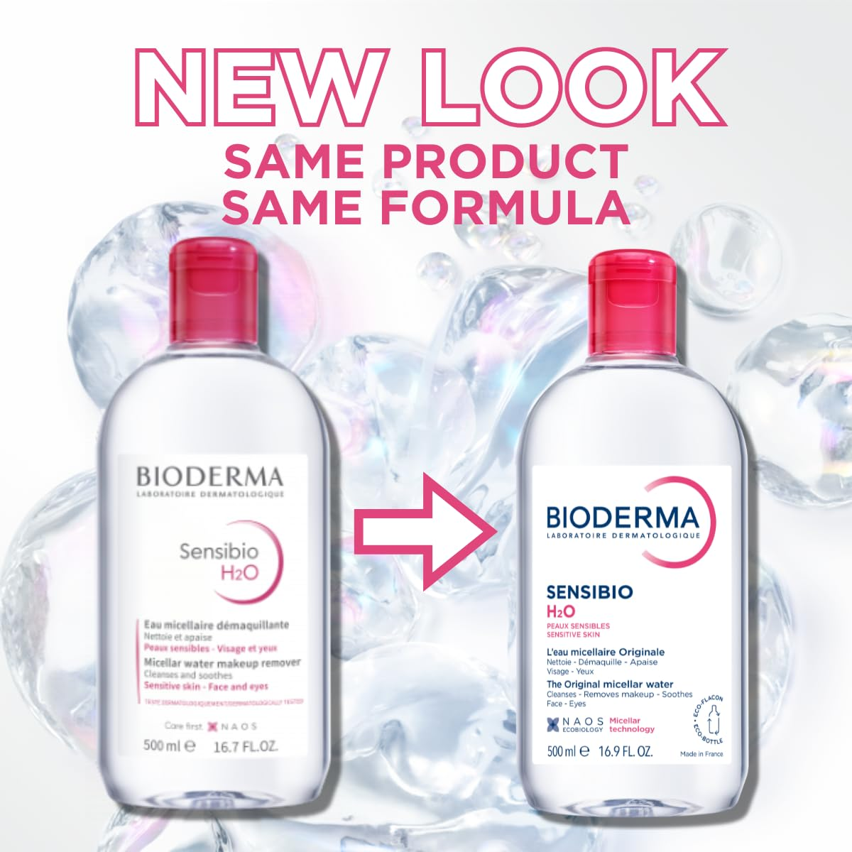 Bioderma - Sensibio - H2O Micellar Water - Makeup Remover Cleanser - Face Cleanser for Sensitive Skin view 2