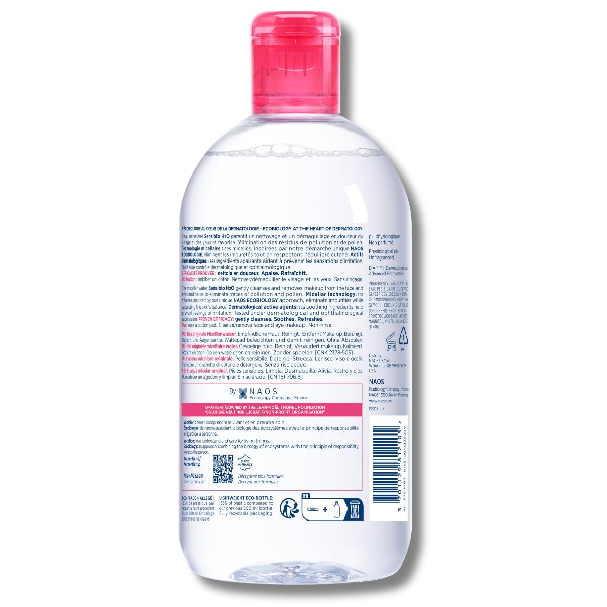 Bioderma - Sensibio - H2O Micellar Water - Makeup Remover Cleanser - Face Cleanser for Sensitive Skin view 3