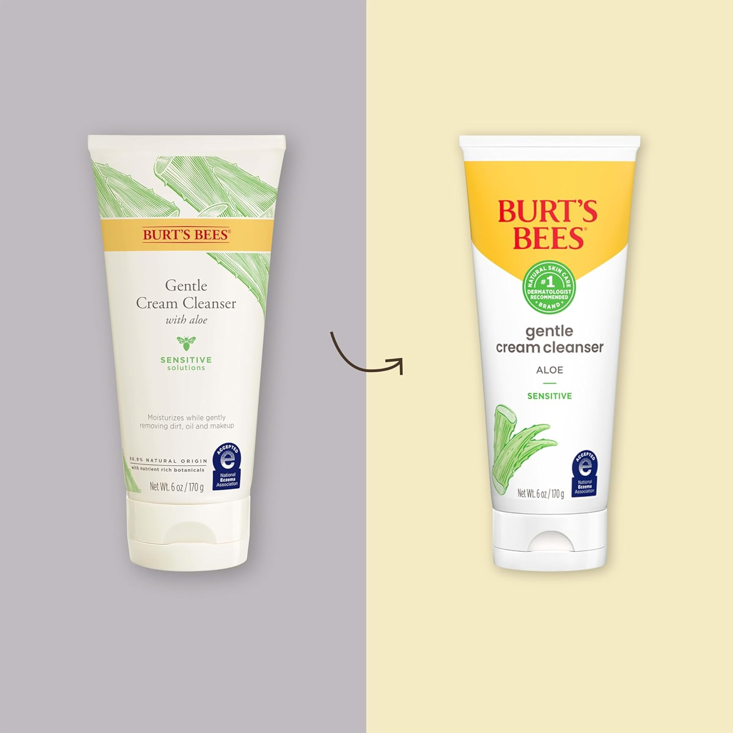 Burt's Bees Gentle Cream Cleanser with Aloe for Sensitive Skin, 98.9% Natural Origin, 6 Ounces view 2