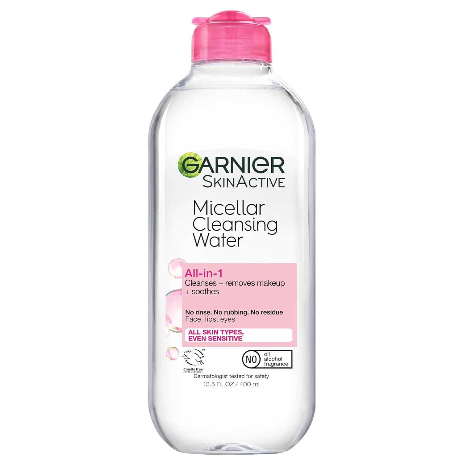 Garnier Micellar Water, Hydrating Facial Cleanser & Makeup Remover, Suitable for Sensitive Skin, Vegan, Cruelty Free, 13.5 Fl Oz (400mL), 1 Count