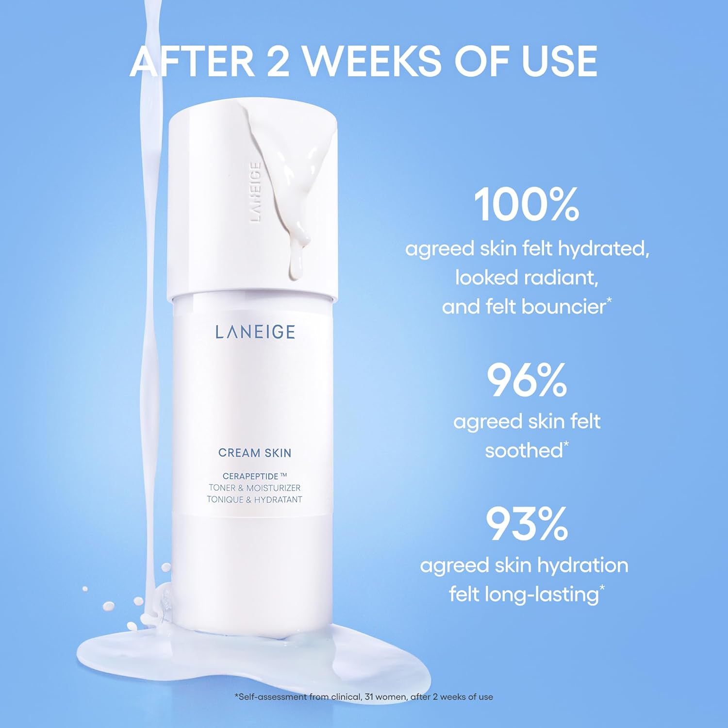 LANEIGE Cream Skin Toner & Moisturizer: Lightweight Refillable Korean Milky Toner with Ceramide & Peptide for Hydration, Firming, & Barrier Support view 4