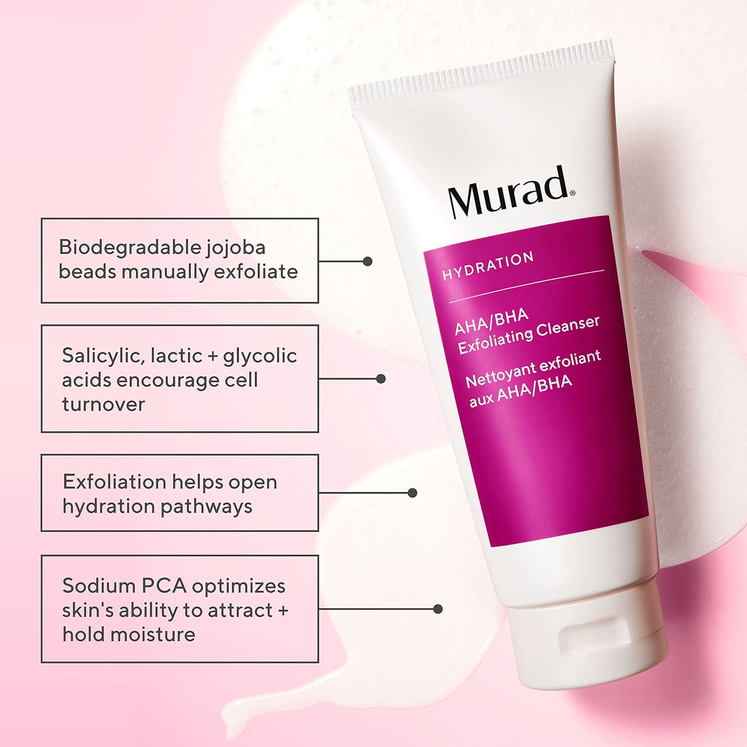 Murad AHA/BHA Exfoliating Cleanser - Triple-Action Cleansing Exfoliator with Salicylic, Lactic, & Glycolic Acids - Creamy Face Wash Removes Dull, Dry Skin for Smoother, Softer Skin view 2