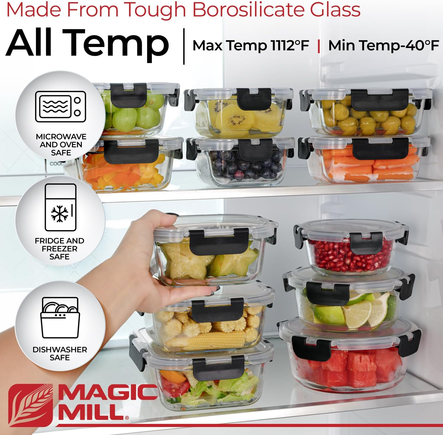 Magic Mill Glass Food Storage - 24 Pieces view 2