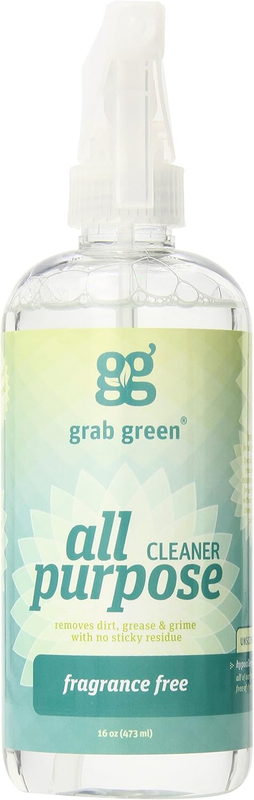 Grab Green Natural All Purpose Cleaner Spray, Biodegradable, Residue & Streak-Free Finish, Fragrance Free, 16 Ounce Bottle