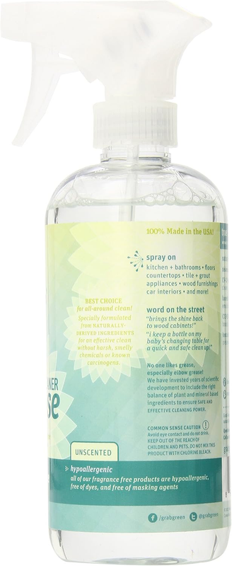 Grab Green Natural All Purpose Cleaner Spray, Biodegradable, Residue & Streak-Free Finish, Fragrance Free, 16 Ounce Bottle view 2