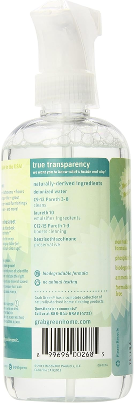 Grab Green Natural All Purpose Cleaner Spray, Biodegradable, Residue & Streak-Free Finish, Fragrance Free, 16 Ounce Bottle view 3
