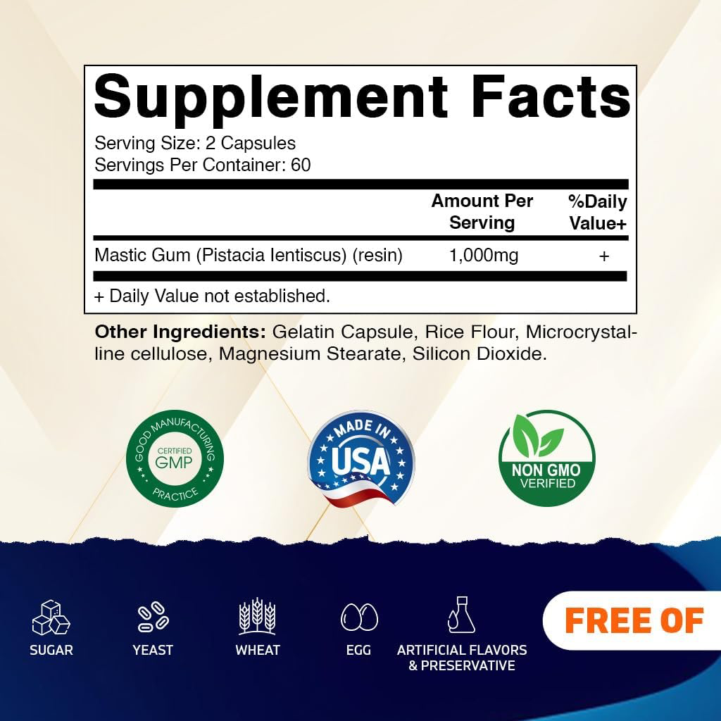 Vitamatic Mastic Gum 1000mg - 120 Capsules view 2