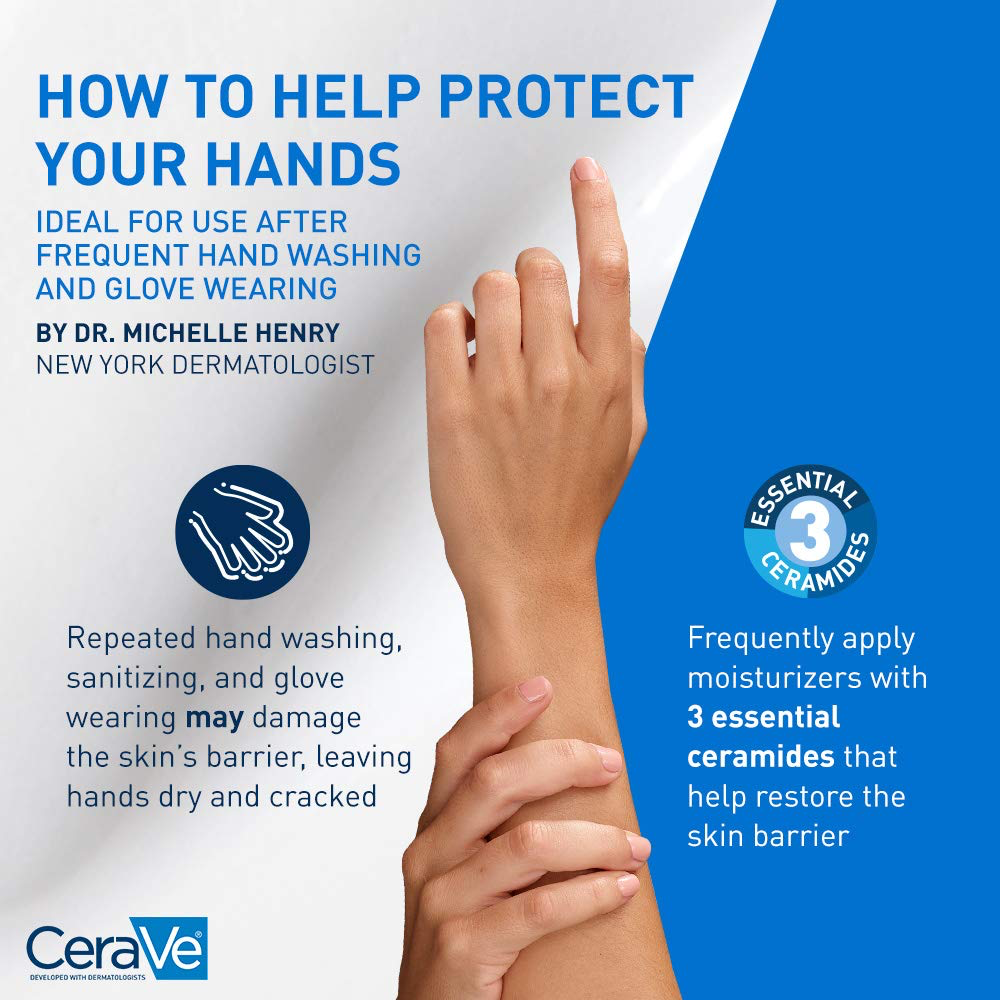 CeraVe Therapeutic Hand Cream for Dry Cracked Hands With Hyaluronic Acid and Niacinamide, Fragrance Free 3 Ounce view 3