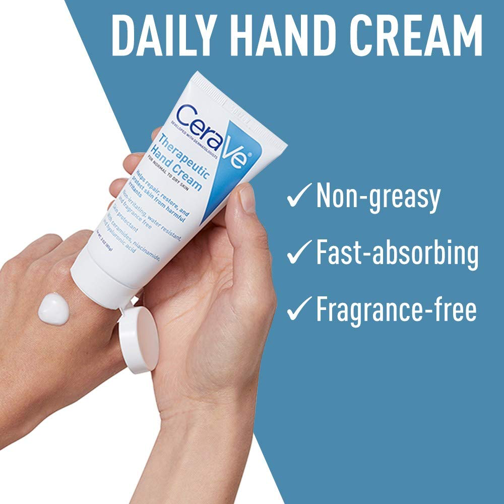 CeraVe Therapeutic Hand Cream for Dry Cracked Hands With Hyaluronic Acid and Niacinamide, Fragrance Free 3 Ounce view 4