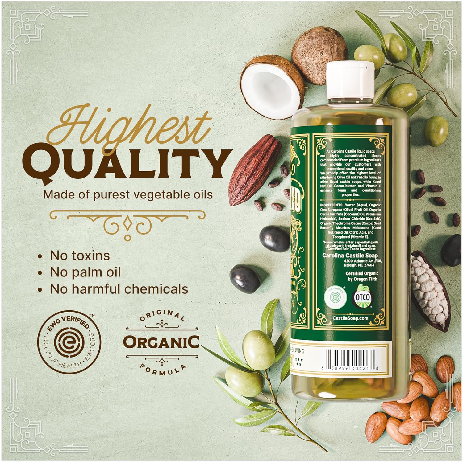 Carolina Castile Soap - Gentle Unscented Liquid - 32oz view 4