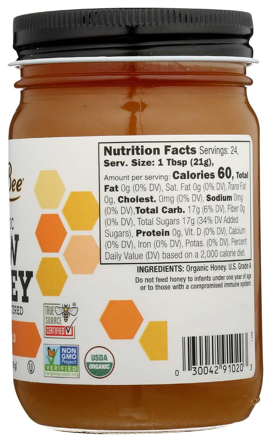 GloryBee Clover Blossom Raw Organic Honey, 18 Ounce view 2
