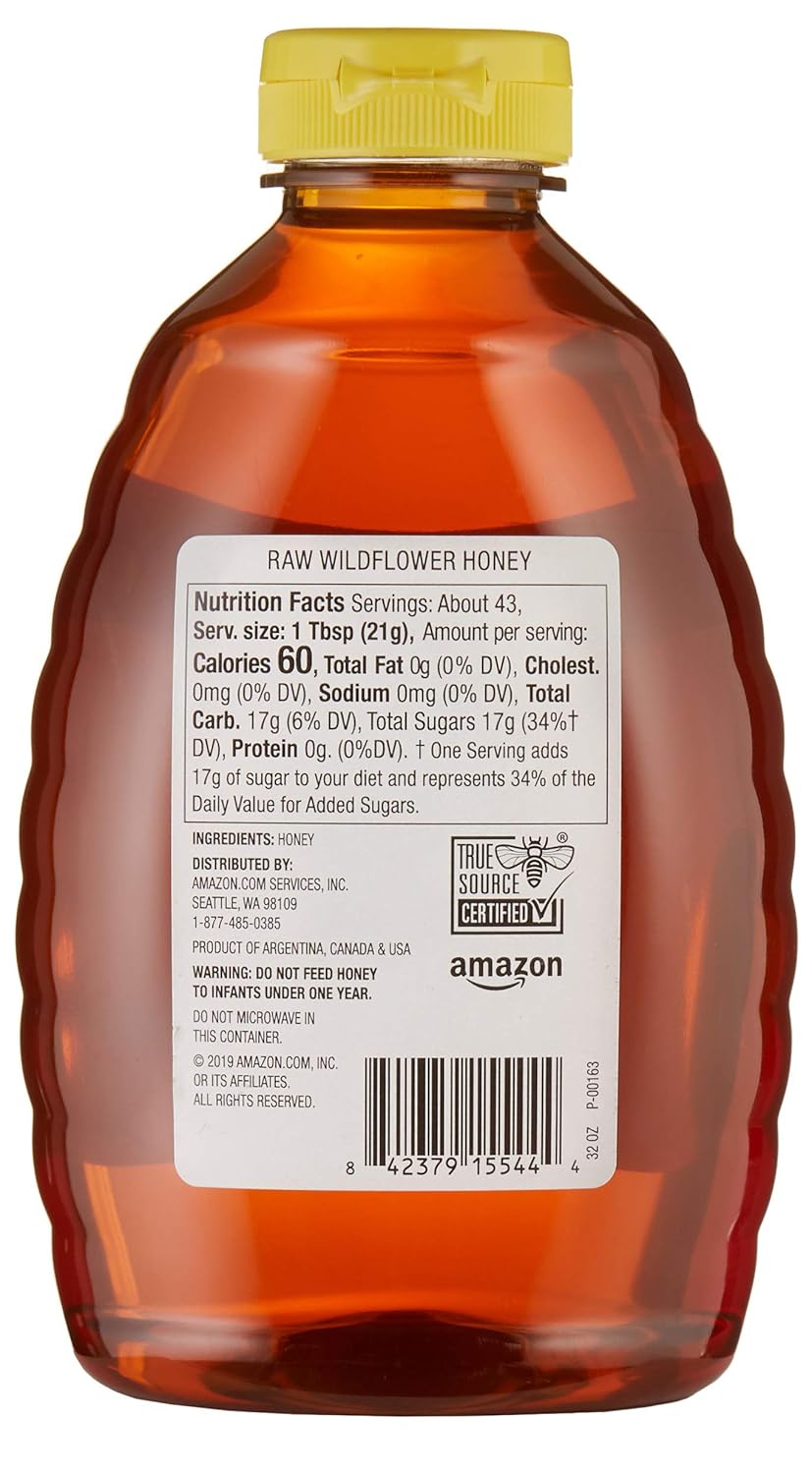 Amazon Brand Happy Belly Raw Wildflower Honey and Vegetable Soybean Oil view 4