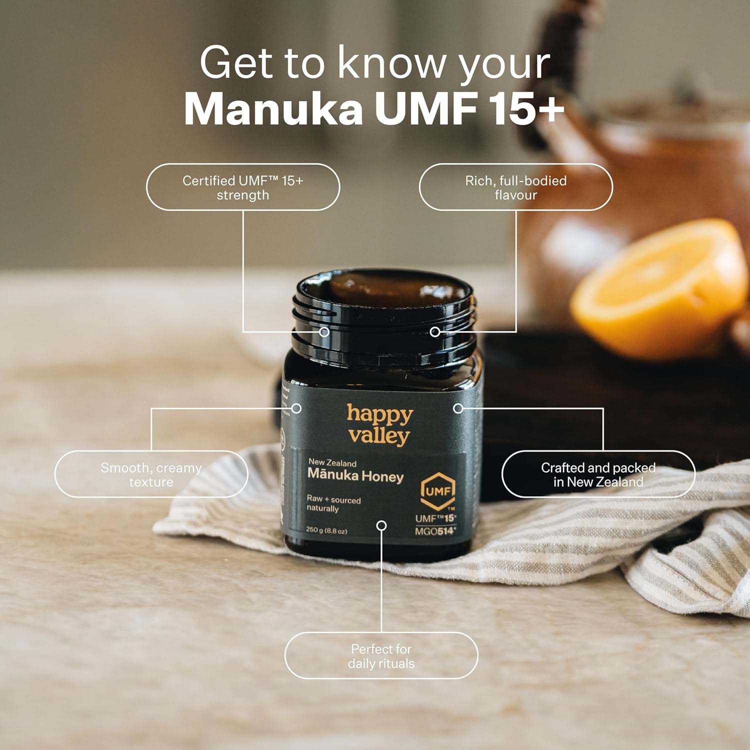 Happy Valley Manuka Honey - UMF 15+ - Certified Raw New Zealand Mānuka - UMF 15+, MGO 514+ view 4
