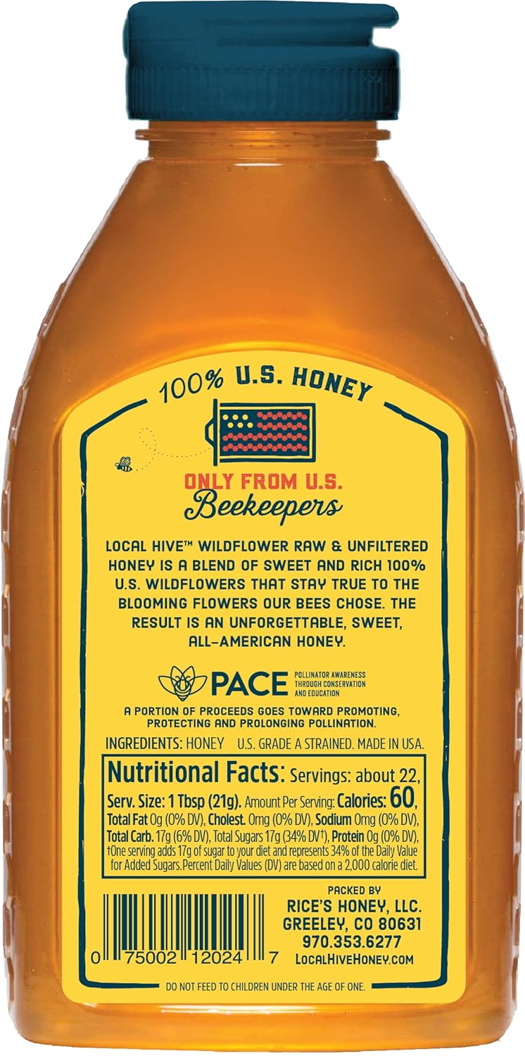 Local Hive Wildflower Raw & Unfiltered – 16 oz | 100% Pure U.S. Honey | Natural Sweetener Sourced from American Bees & Beekeepers | Premium Wildflower Blend | Ideal for Tea, Baking & Cooking view 2